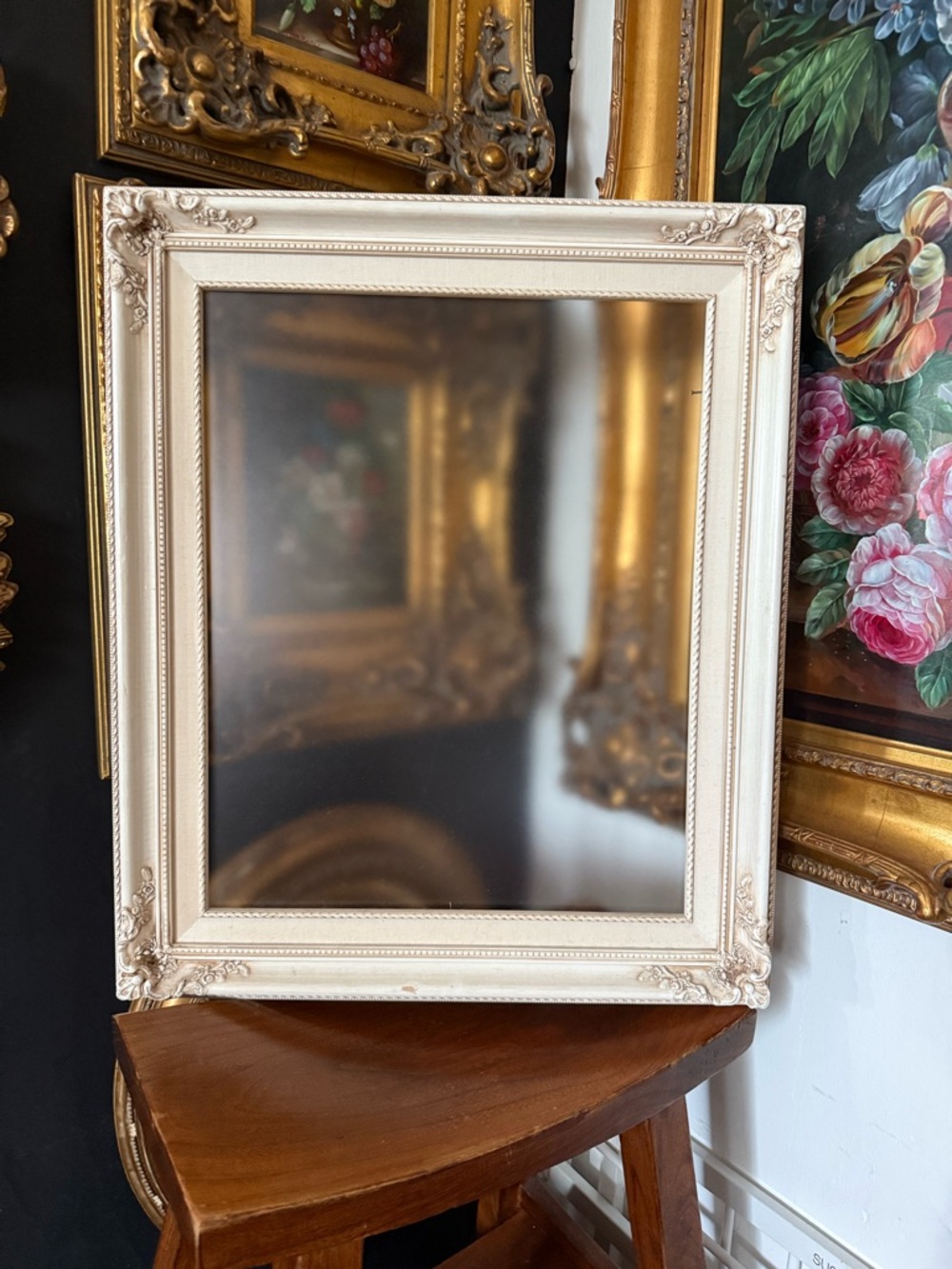 Cream wood ornate frame